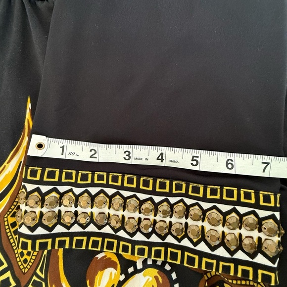 INC International Concepts Black Gold Studded V-Neck Long Sleeve Dress M Petite - Picture 8 of 9